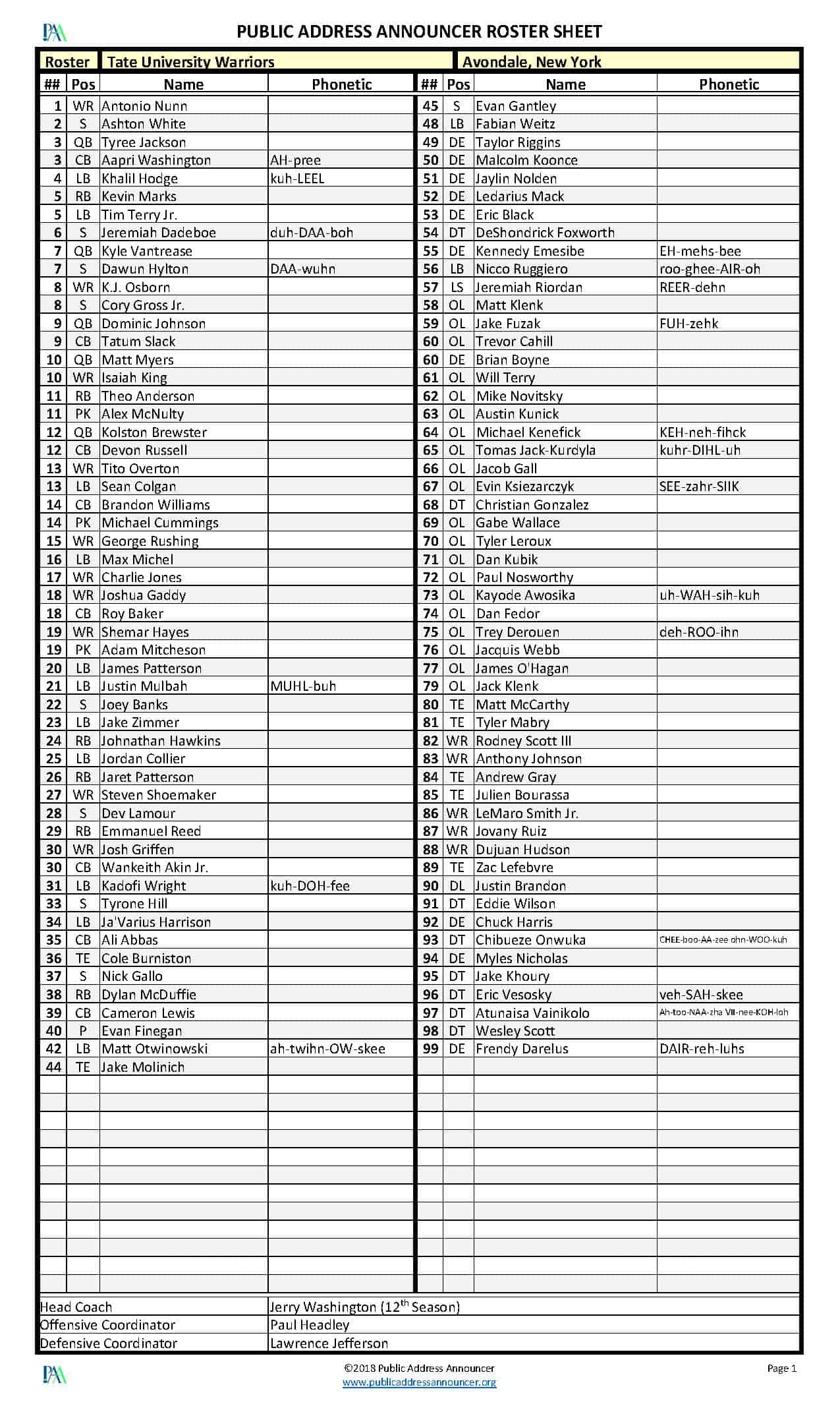 Public Address Announcer Forms